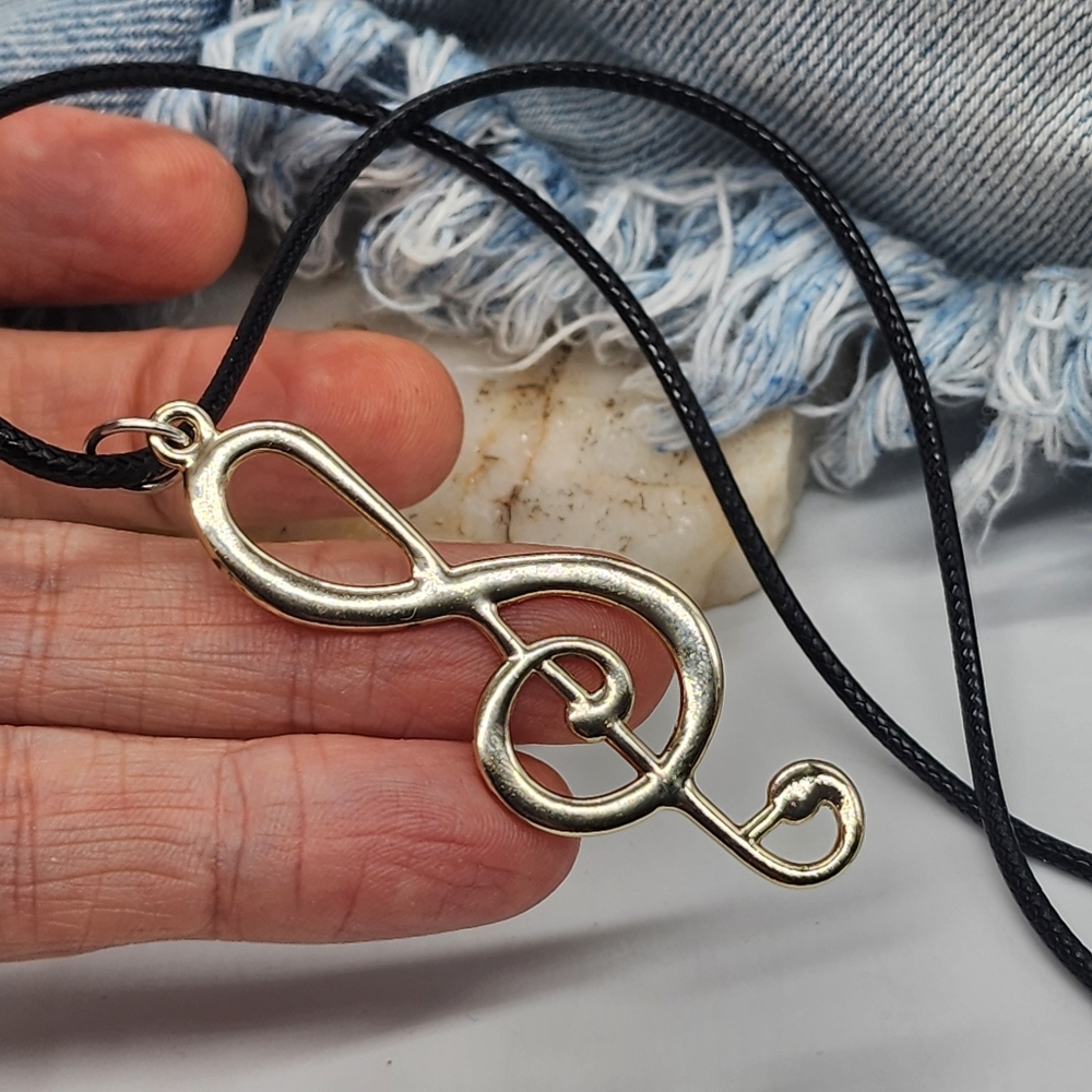 ❤️ Note Key Pendant Hypoallergeni Jewelry Black Cord Gift For Music Lovers